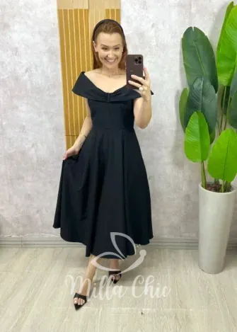 Milla Chic - Vestido Marli em Viscolinho póa - Marrom (cópia)