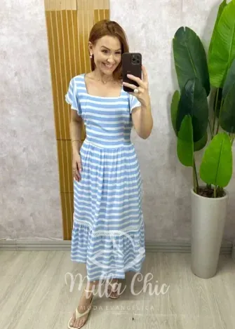 Milla Chic - Vestido Marli em Viscolinho póa - Marrom (cópia)