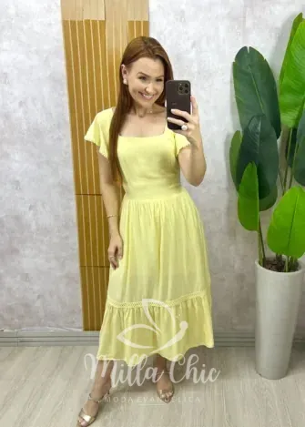 Milla Chic - Vestido Miriam - Amarelo Manteiga