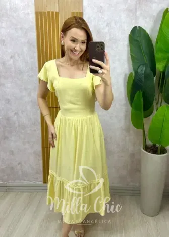 Milla Chic - Vestido Miriam - Amarelo Manteiga