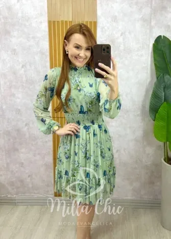 Milla Chic - Vestido Sofia em tule- Verde