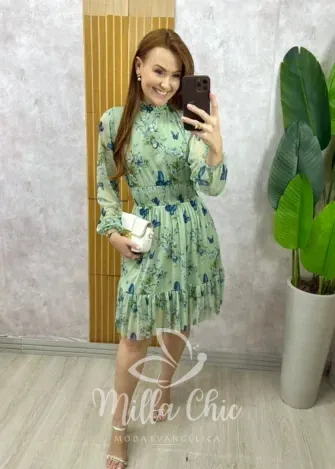 Milla Chic - Vestido Sofia em tule- Verde