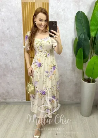 Milla Chic - Vestido Valéria Em Chiffon - Bordô (cópia)