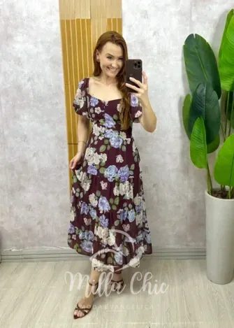 Milla Chic - Vestido Valéria Em Chiffon - Rosa (cópia)