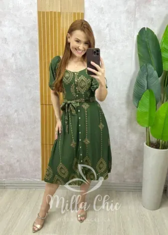 Milla Chic - Vestido Zara Bordado - Verde