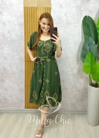 Milla Chic - Vestido Zara Bordado - Verde