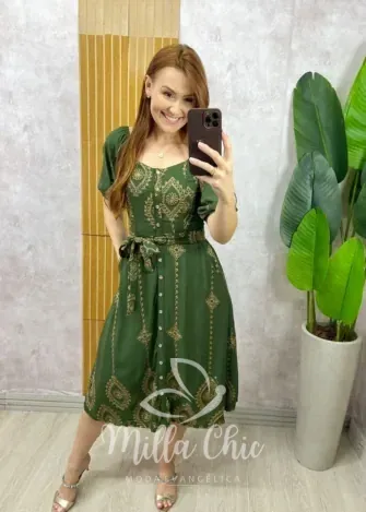Milla Chic - Vestido Zara Bordado - Verde