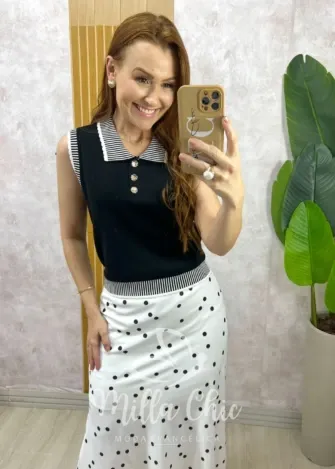 Milla Chic - Blusa Colete Amélie Tricot Chic - Marrom (cópia)