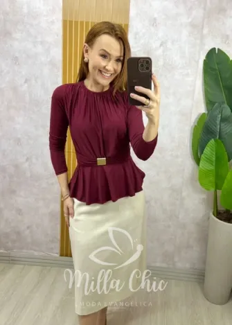 Milla Chic - Blusa Elise Peplum - Bordô
