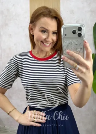 Milla Chic - Blusa Marine Listras - P&B