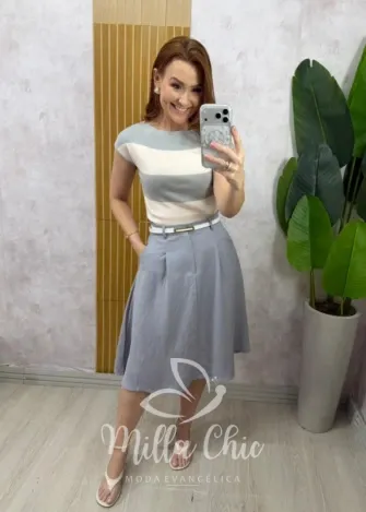 Milla Chic - Blusa Tricô Modal Riviera - Cinza