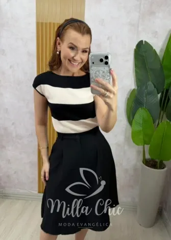 Milla Chic - Blusa Tricô Modal Riviera - Preto