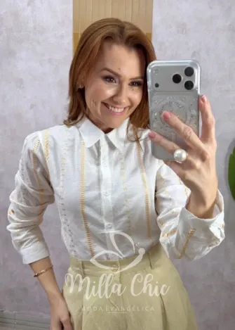 Milla Chic - Camisa Mariane em linho - Branca
