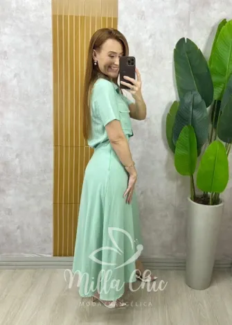 Milla Chic - Conjunto Raiane Em Linho - Menta