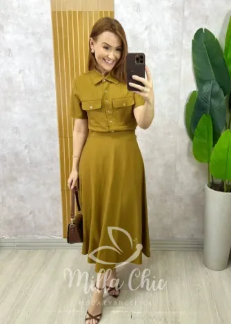 Milla Chic - Conjunto Raiane Em Linho - Ocre