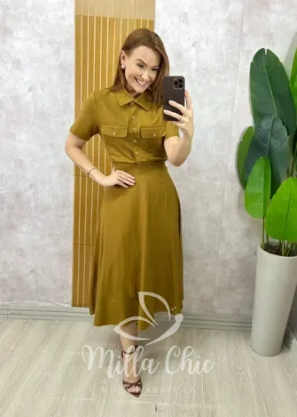 Milla Chic - Conjunto Raiane Em Linho - Ocre