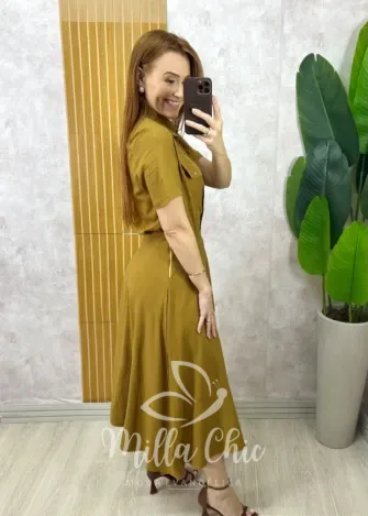Milla Chic - Conjunto Raiane Em Linho - Ocre