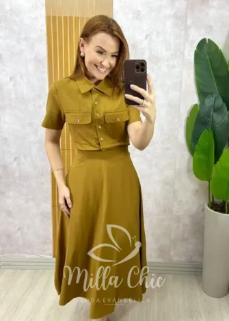 Milla Chic - Conjunto Raiane Em Linho - Ocre