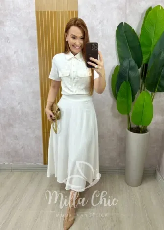 Milla Chic - Conjunto Raiane Em Linho - Off White