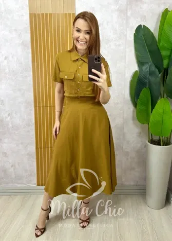 Milla Chic - Conjunto Raiane Em Linho - Rosa (cópia)