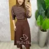 Milla Chic - Conjunto Royale Em Listras - Marrom