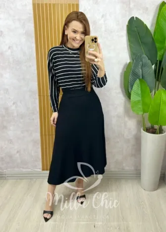 Milla Chic - Conjunto Royale Em Listras - Preto