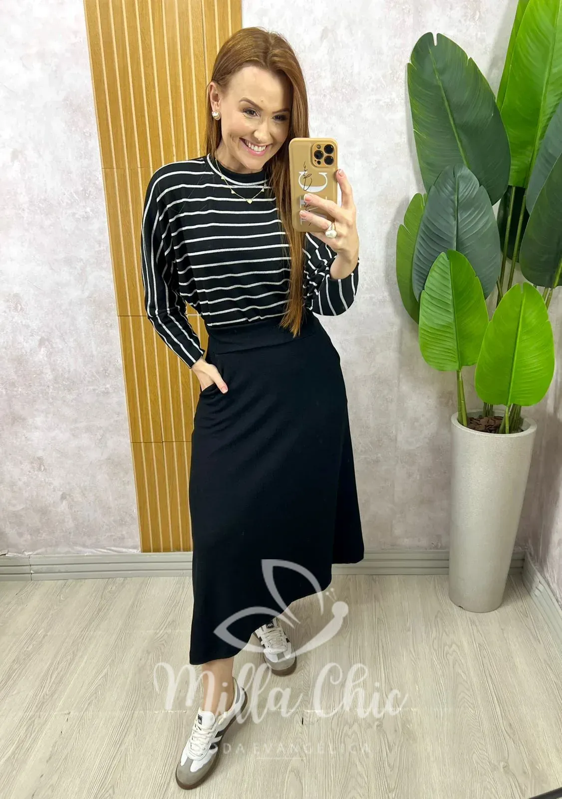 Milla Chic – Conjunto Royale Em Listras – Preto Milla Chic - Conjunto Royale Em Listras - Preto