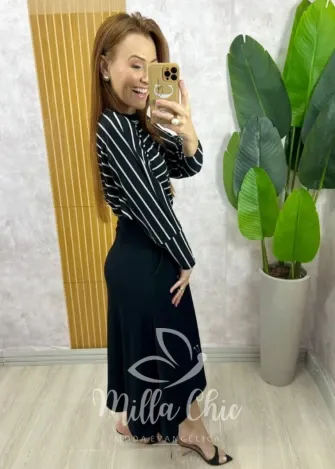 Milla Chic - Conjunto Royale Em Listras - Preto