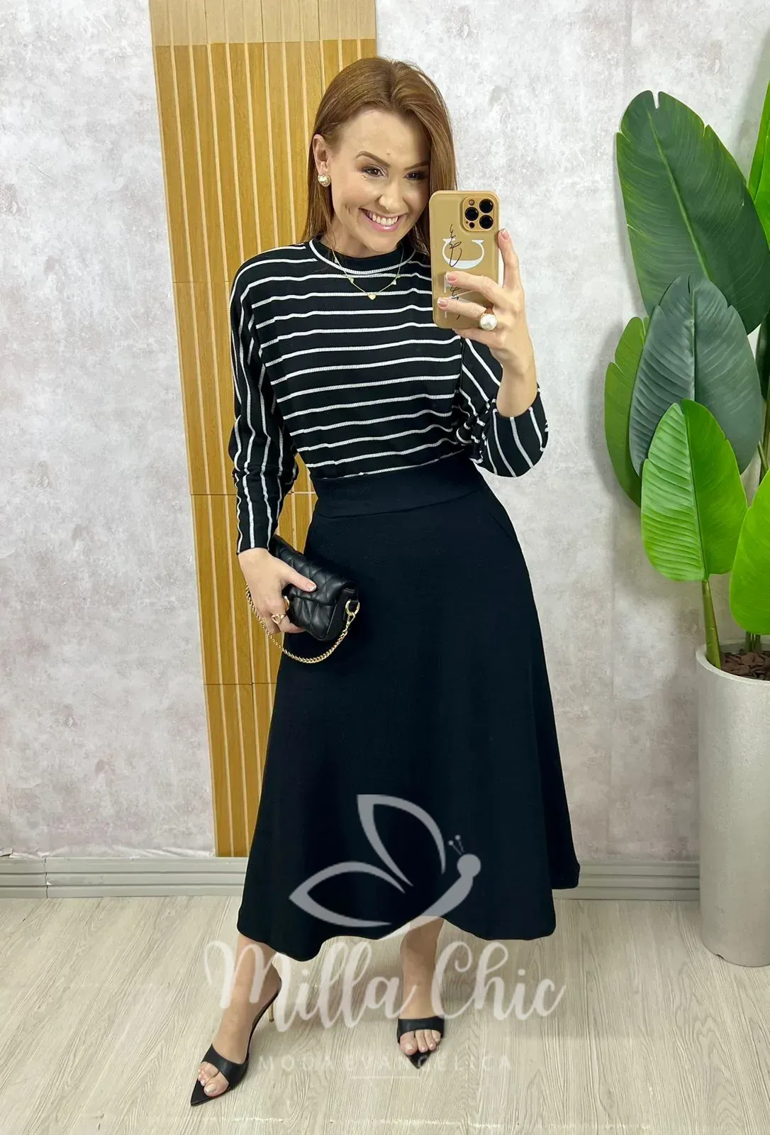 Milla Chic – Conjunto Royale Em Listras – Preto Milla Chic - Conjunto Royale Em Listras - Preto