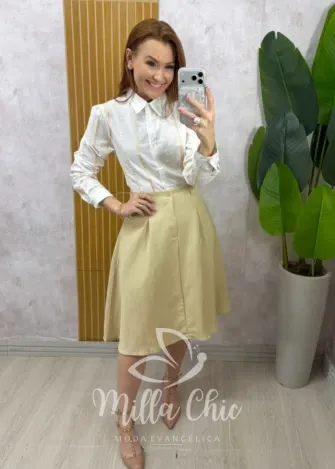 Milla Chic - Saia Alfaiataria Belle - Bege