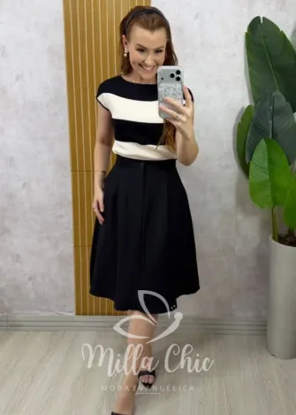 Milla Chic - Saia Alfaiataria Belle - Preta