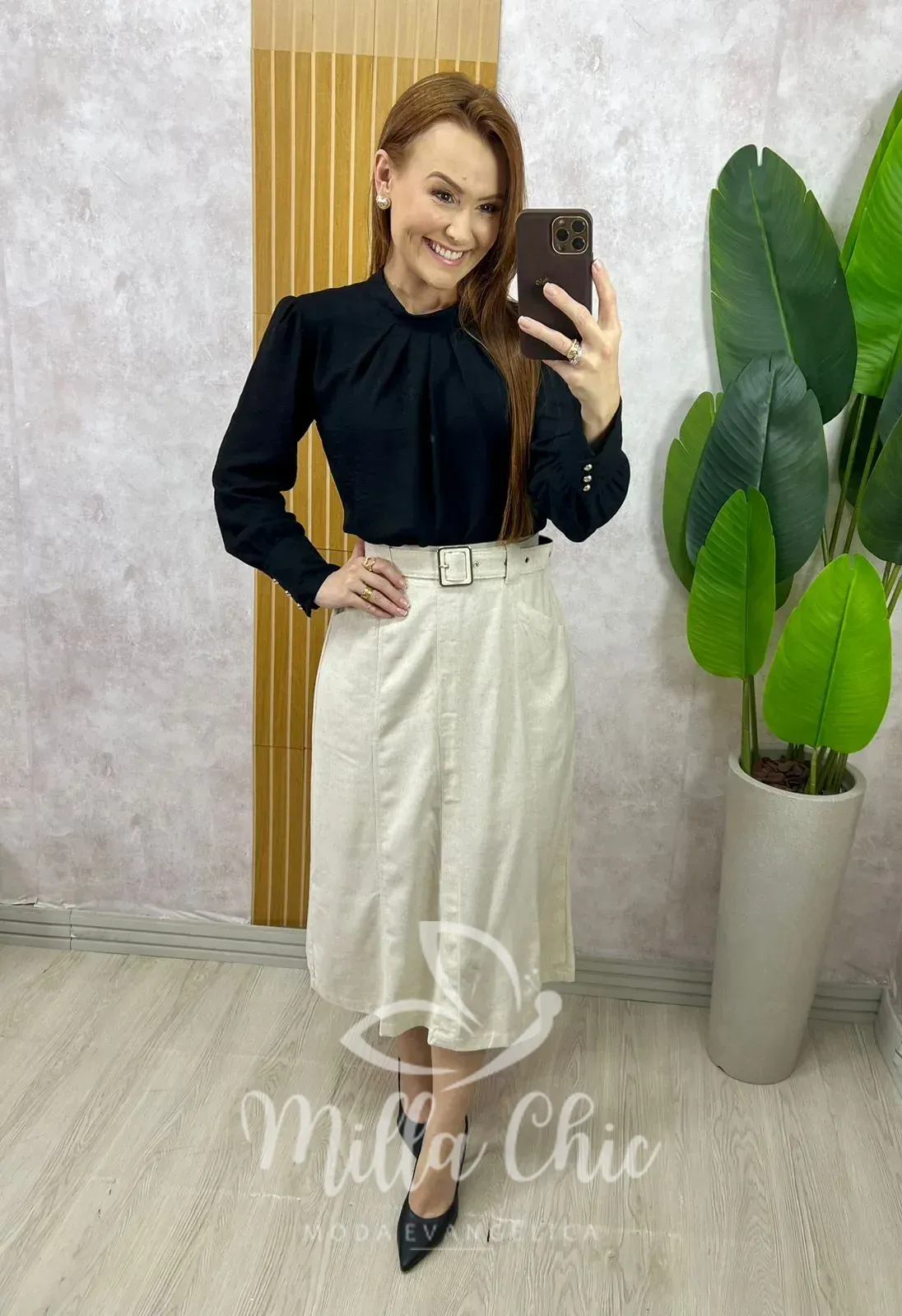 Milla Chic – Saia Clássica Linen Chic Milla Chic - Saia Clássica Linen Chic