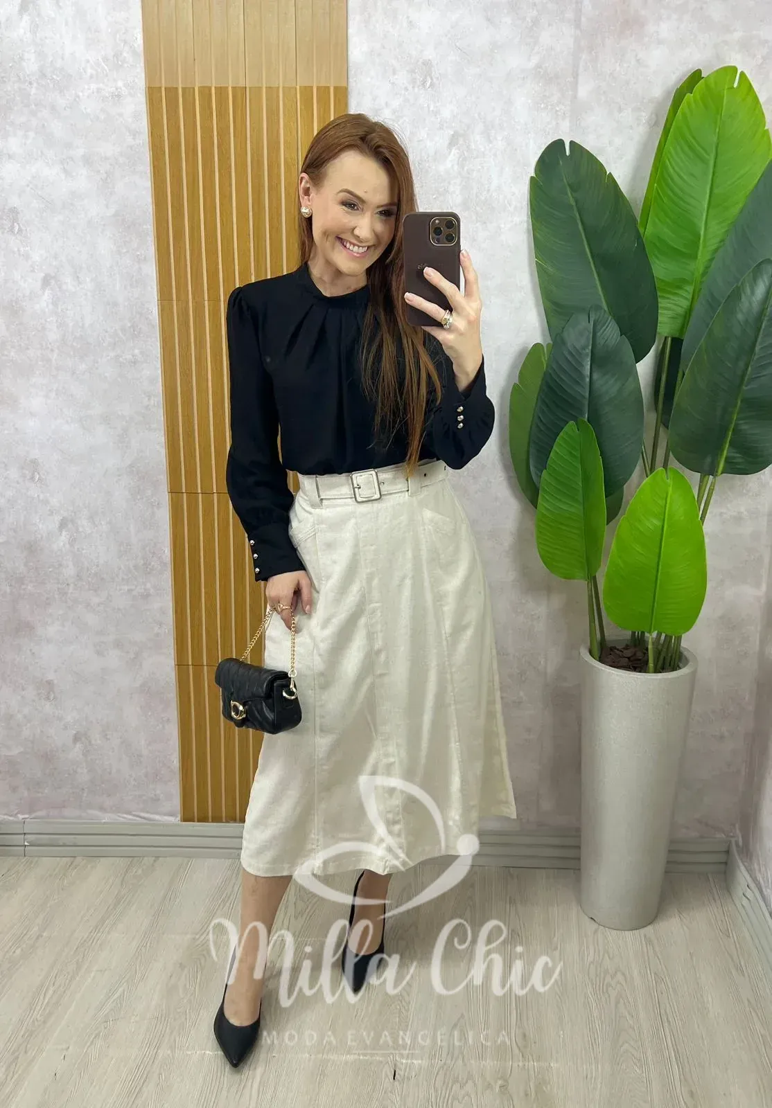 Milla Chic – Saia Clássica Linen Chic Milla Chic - Saia Clássica Linen Chic