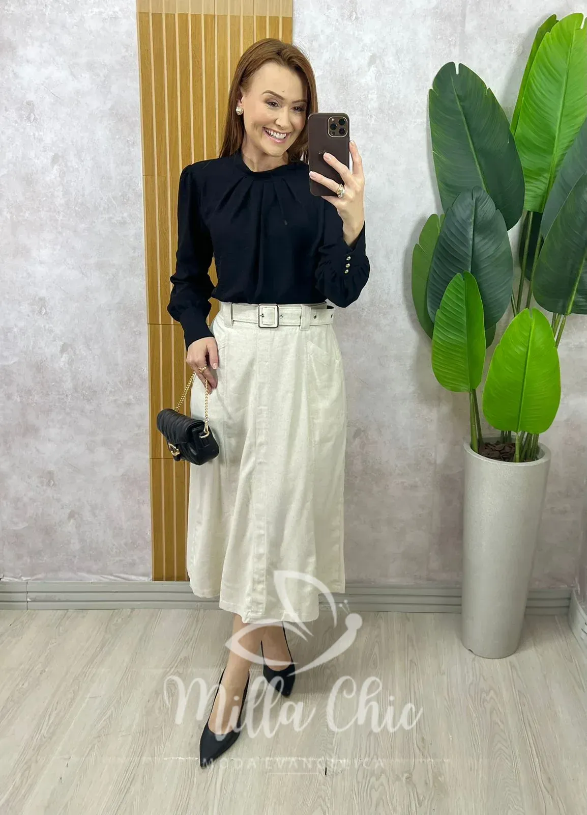 Milla Chic – Saia Clássica Linen Chic Milla Chic - Saia Clássica Linen Chic