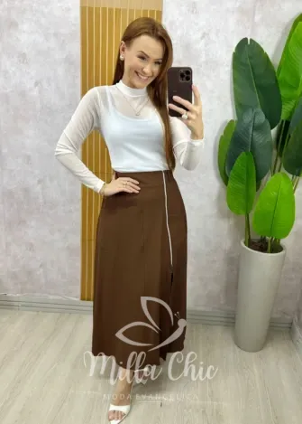 Milla Chic - Saia Graziela Premium - Marrom