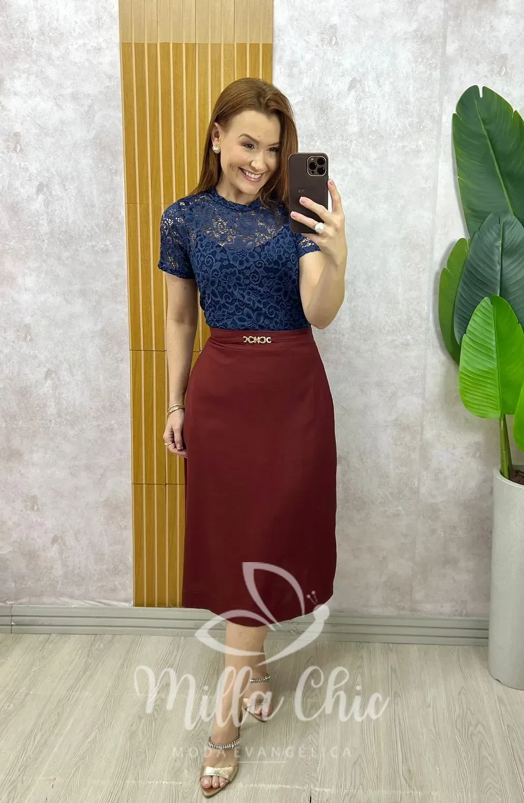 Milla Chic – Saia Lourdes Clássica Midi Milla Chic - Saia Lourdes Clássica Midi