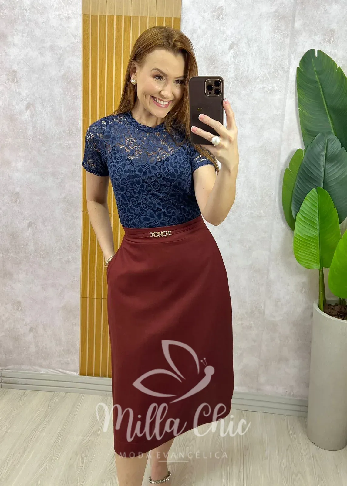 Milla Chic – Saia Lourdes Clássica Midi Milla Chic - Saia Lourdes Clássica Midi