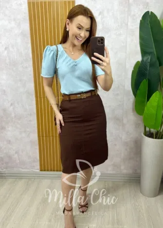 Milla Chic - Saia Nice em sarja - Areia (cópia)