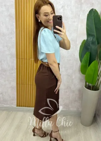 Milla Chic - Saia Nice em sarja - Areia (cópia)