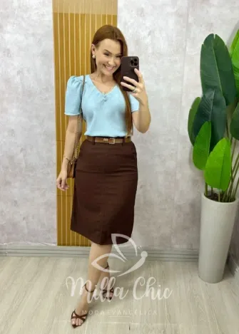 Milla Chic - Saia Nice em sarja - Areia (cópia)