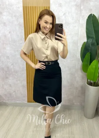 Milla Chic - Saia Nice em sarja - Preta