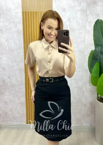 Milla Chic - Saia Nice em sarja - Preta