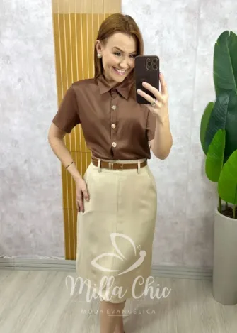 Milla Chic - Saia Nice em sarja - Preta (cópia)