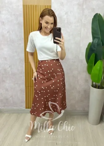 Milla Chic - Saia Valéria - Marrom de Poá
