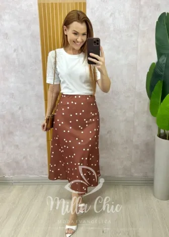 Milla Chic - Saia Valéria - Marrom de Poá