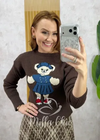 Milla Chic - Suéter Ursinha Chic em Tricot - Preto (cópia)