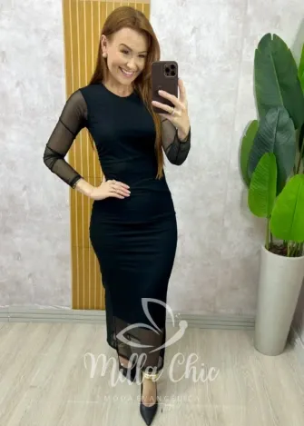 Milla Chic - Vestido Alessia em Tule - Preto