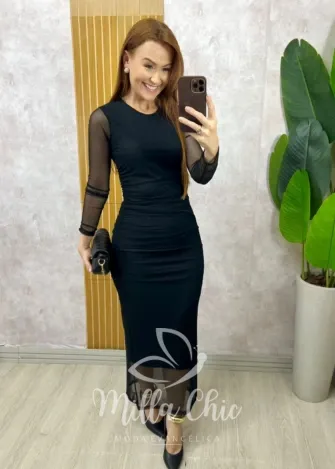 Milla Chic - Vestido Alessia em Tule - Preto
