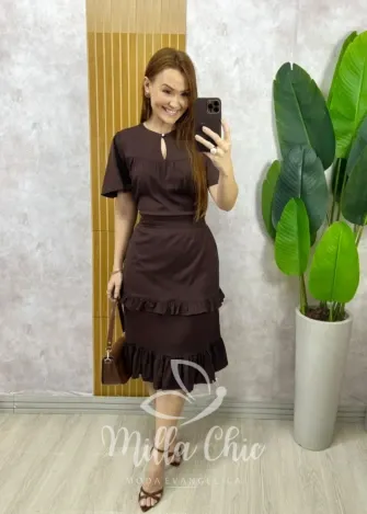 Milla Chic - Vestido Blusê Agatha - Marrom