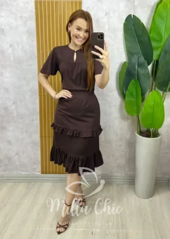 Milla Chic - Vestido Blusê Agatha - Marrom